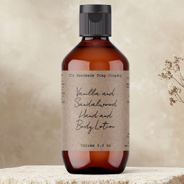 Kraft handgeschreven uitziende cosmetica fles labe etiket