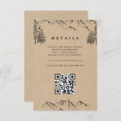 Kraft handgetekende bergen QR Huwelijksdetails Informatiekaartje (Voorkant / Achterkant)