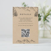Kraft handgetekende bergen QR Huwelijksdetails Informatiekaartje (Staand voorkant)