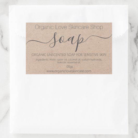 Kraft Handmade Soap Rechthoekige Sticker (Tas)