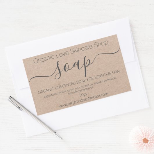 Kraft Handmade Soap Rechthoekige Sticker (Envelop)