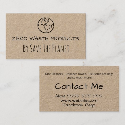 Kraft Handmade Zero Waste Product Visitekaartje (Voorkant / Achterkant)
