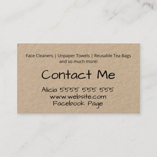 Kraft Handmade Zero Waste Product Visitekaartje (Achterkant)