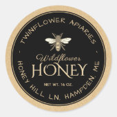 Kraft Handwrite Black Honey Label (Heraldic Bee) (Voorkant)