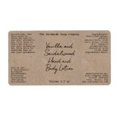 Kraft Handwritten Look Cosmetics Bottle Label (Voorkant)