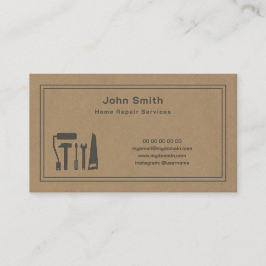 Kraft Handyman & Home Repair Service Visitekaartje (Voorkant)