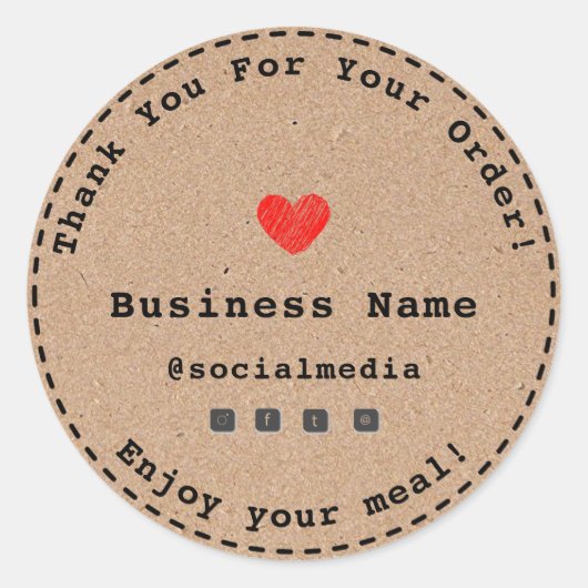 Kraft Hart Bedankt voor je bestelling catering Ronde Sticker (Voorkant)