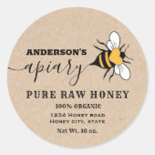 Kraft hart bij script bijenstal honing pot label (Voorkant)