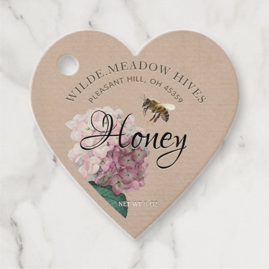 Kraft Heart Honey Jar Hang Label Bijenbloem (Voorkant)