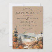 Kraft Herfst Aquarel Berg Boho Foto Bruiloft Save The Date (Voorkant)