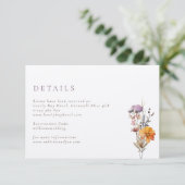 Kraft Herfst Sinaasappel & Paarse Wildflowers Wedd Informatiekaartje (Staand voorkant)