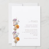 Kraft Herfst Sinaasappel & Paarse Wildflowers Wedd Kaart (Voorkant)