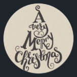 Kraft Holiday kerstboom MERRY CHRISTMAS Ronde Sticker<br><div class="desc">Stickers</div>