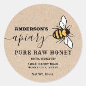 Kraft Honey Bee script bijenstal honing pot label (Voorkant)