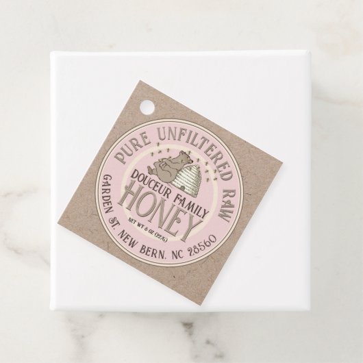 Kraft Honey Beer Jar Label Skep Kleine Beer Bijen (In situ)