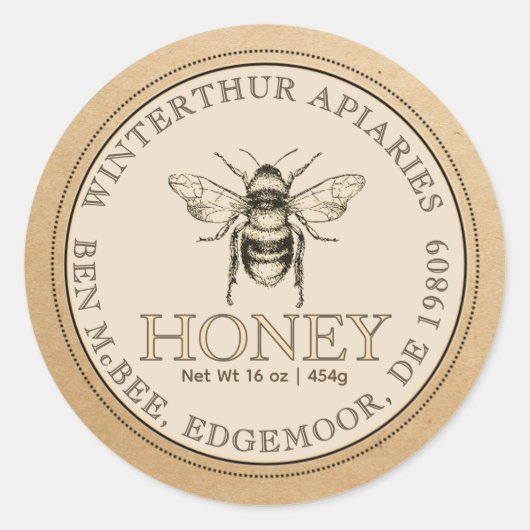 Kraft Honey Jar  bee Label (Voorkant)