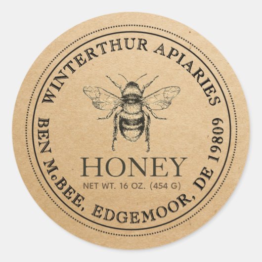 Kraft Honey Jar Bee Sticker (Voorkant)