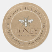 Kraft Honey Jar Label met Franse bijen (Voorkant)