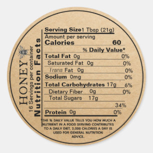 Kraft Honey Jar Mini Nutrition Dekseletiket Bijen Ronde Sticker