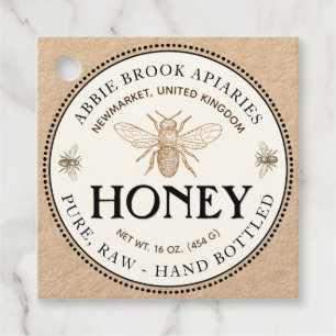 Kraft Honey Jar Neck label met  bijen