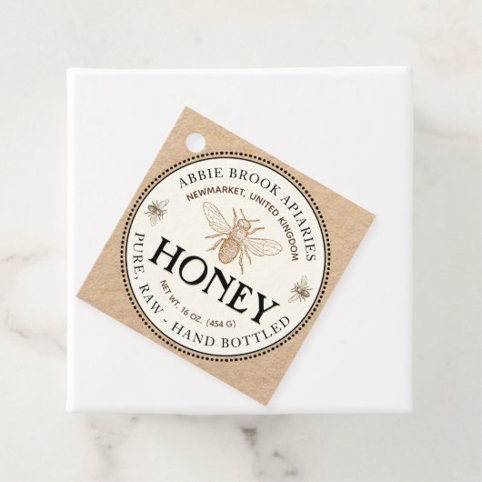 Kraft Honey Jar Neck label met  bijen (In situ)