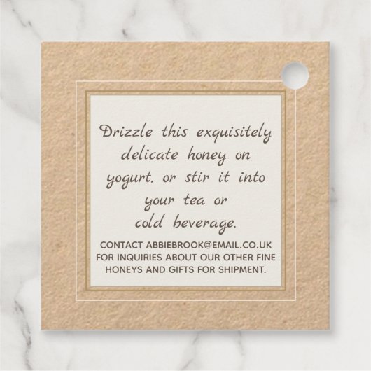 Kraft Honey Jar Neck label met  bijen (Achterkant)