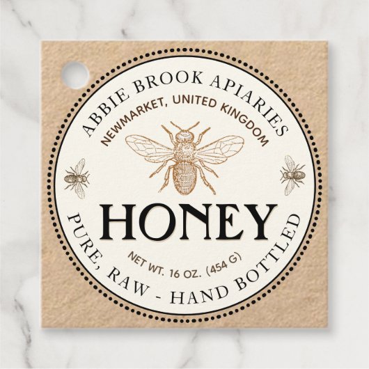 Kraft Honey Jar Neck label met  bijen (Voorkant)