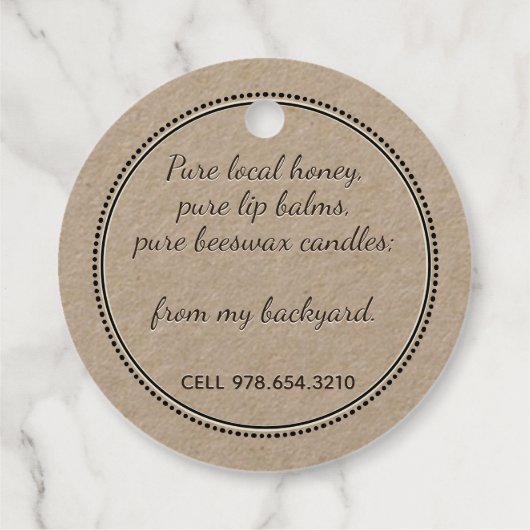 Kraft Honey Jar Neck label met Realistic Honeybee (Achterkant)