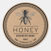 Kraft Honey-label | Honing-Logo Ronde Sticker (Voorkant)
