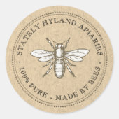 Kraft  Honey Label met Heraldic Bee (Voorkant)