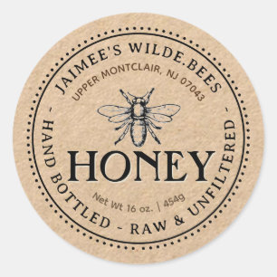 Kraft Honey Label met Honeybee en stippelrand