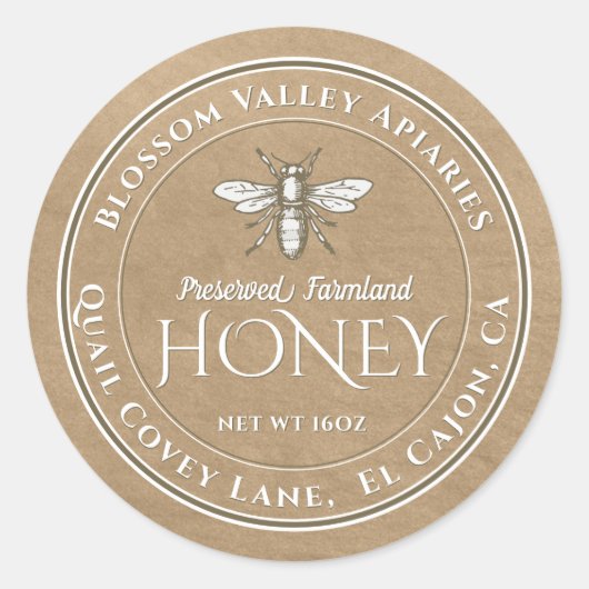 Kraft Honey Label White Bee (Voorkant)