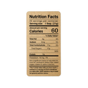 Kraft Honey Nutrition Facts Address Label