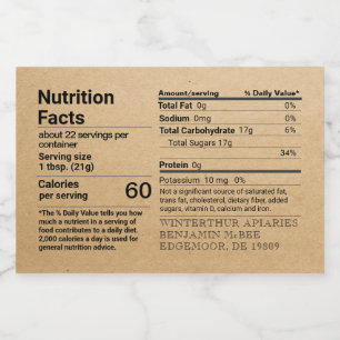 Kraft Honey Nutrition Facts Label Rectangle Voedselcontainer Etiket