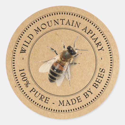 Kraft Honeybee Honey Productlabel Ronde Sticker (Voorkant)