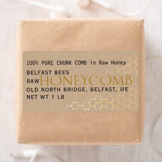 Kraft Honeycomb Label Gold Honey (Insitu)