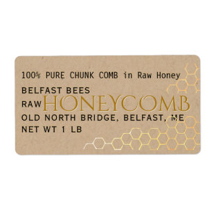 Kraft Honeycomb Label Gold Honey