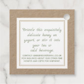 Kraft HoneyJar Nek-label Zonnebloem en Bijen Bedankjes Labels (Achterkant)