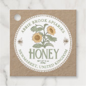 Kraft HoneyJar Nek-label Zonnebloem en Bijen Bedankjes Labels (Voorkant)