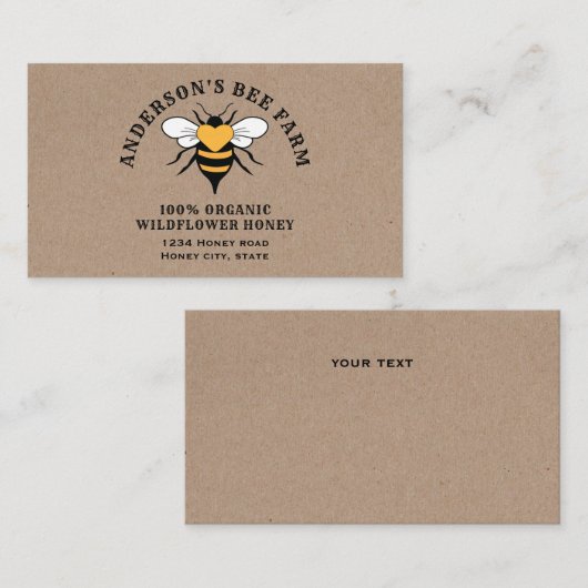 Kraft  honingpot visitekaartje (Voorkant / Achterkant)