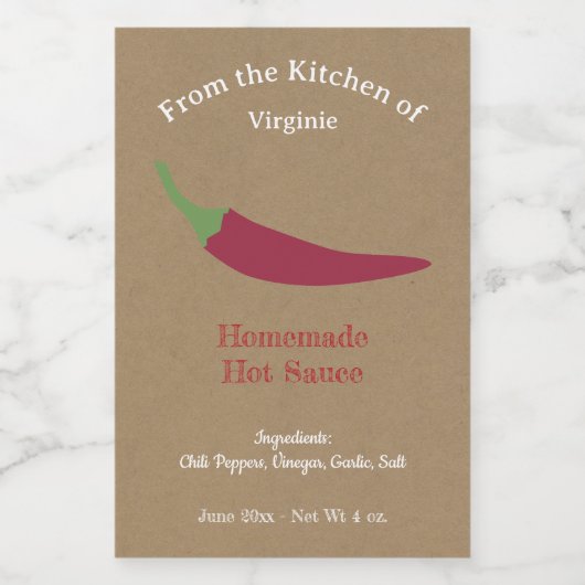 Kraft Hot Sauce Label Sticker - Chili Pepper (Enkel label)