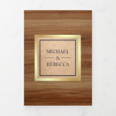 Kraft Hout Sprookjeskasteel Foto QR Code Bruiloft Drieluik Uitnodiging (Cover)