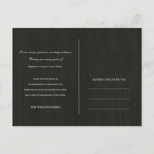 KRAFT HOUTEN BLOEMEN VOGELHUIS MAKELAAR BEDANKT AANKONDIGINGSKAART (Achterkant)