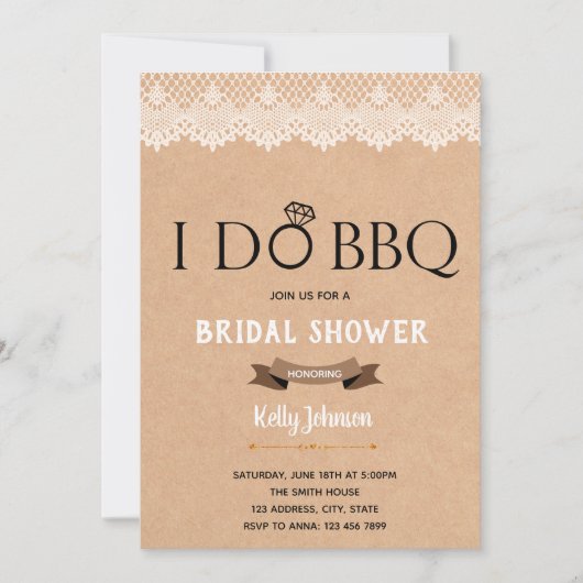 Kraft Ik doe BBQ bruiloftsdouche uitnodiging (Voorkant)