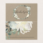 KRAFT IVORY WHITE FLORAL BUNCH WEDDING PLACE CARDS KAART (Buitenkant ongevouwen)