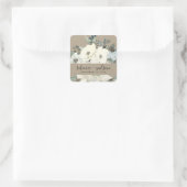 KRAFT IVORY WHITE FLORAL WATERVERF BUNCH WEDING VIERKANTE STICKER (Tas)