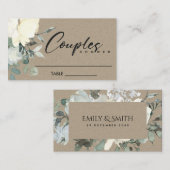 KRAFT IVORY WHITE FLORAL WATERVERF COUPLY SHOWER PLAATSKAARTJE (Voorkant / Achterkant)