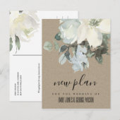 KRAFT IVORY WITTE BLOEMEN BOS BRUILOFT NIEUW PLAN AANKONDIGINGSKAART (Voorkant / Achterkant)