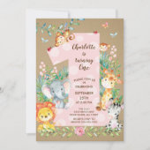 Kraft Jungle Big One Girls Verjaardag Uitnodiging (Voorkant)