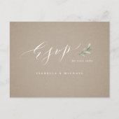 Kraft kalligrafie rustiek groen bruiloft RSVP Uitnodiging Briefkaart (Voorkant)